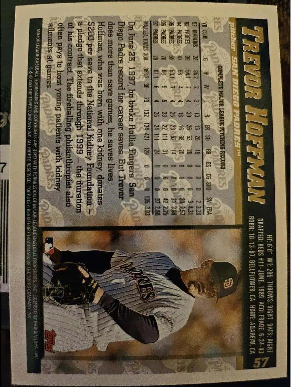 Trevor Hoffman - HOF- 1998 Topps #57 - Padres - RAW mint - Picture 2 of 2